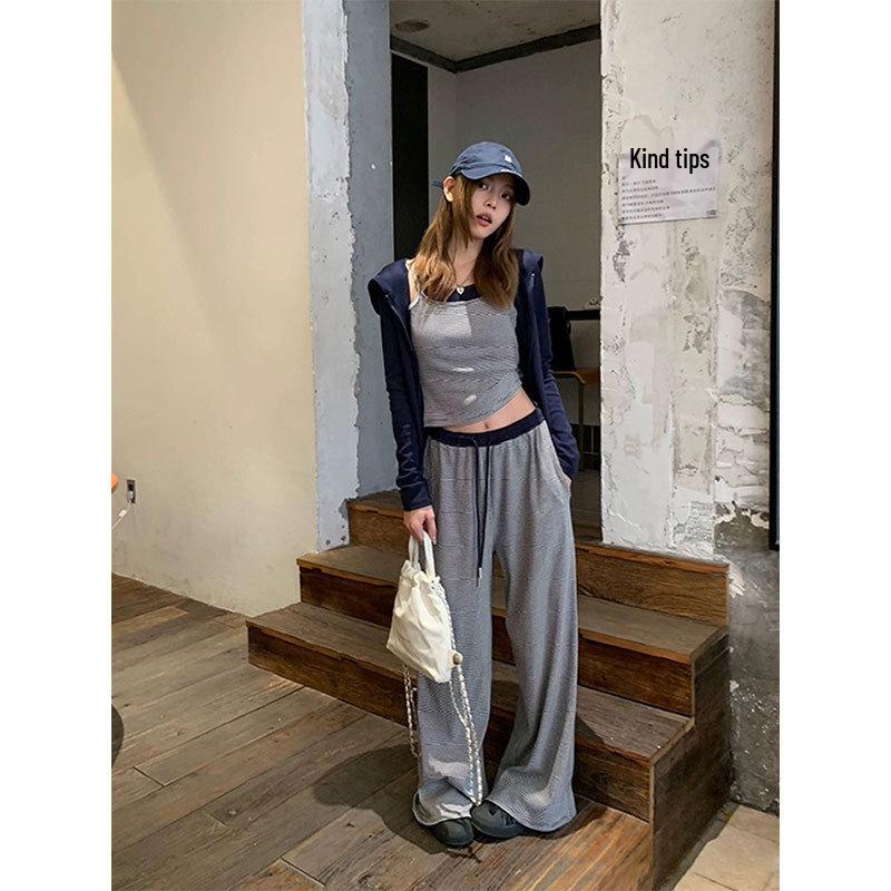 Korean Retro Double Zipper Hooded Sweatshirt Jacket - Women's Slim Fit Long Sleeve Autumn Top