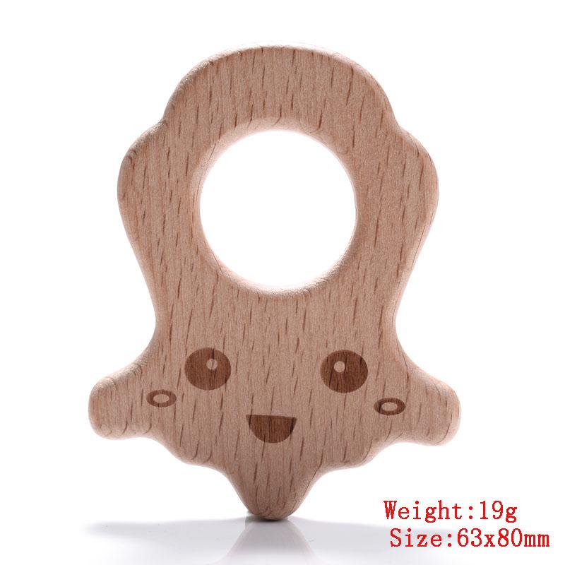 5Pcs/Lot Food Grade Wooden Teether Toys Animal Shape Wood Necklace Pendant for Baby DIY Wooden Teething Chew Toys