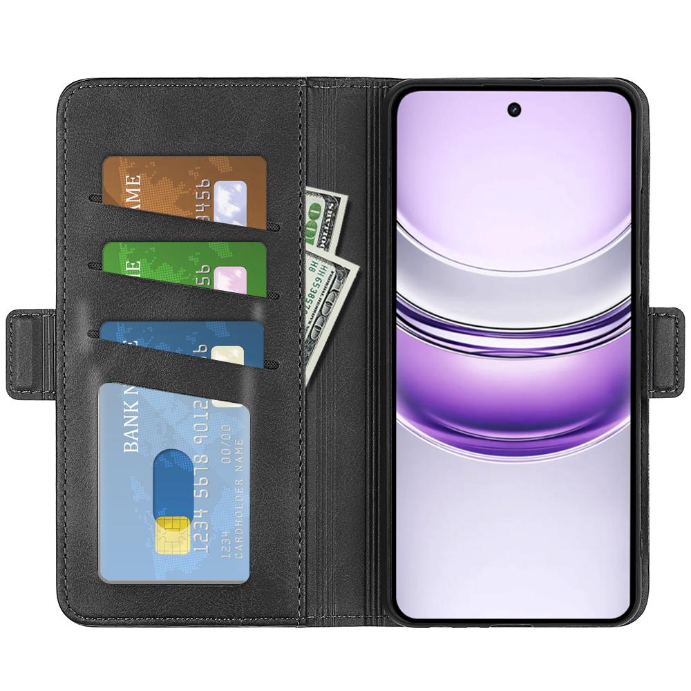 

For Realme 14x 5G Case Calf Texture Leather Wallet Phone Cover Brown