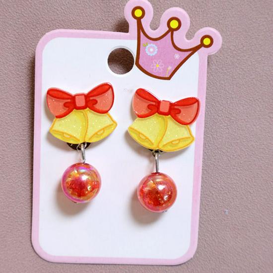 Cartoon Resin Glossy Children's Christmas Flower Ear Clips and Student Earrings