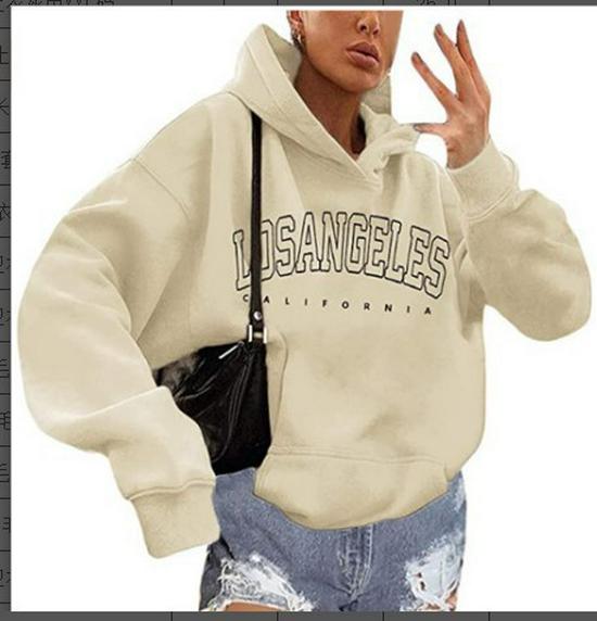 Women's Hooded Sweatshirt: 2026 Autumn Loose Fit with Printed Pockets and Fleece Jacket