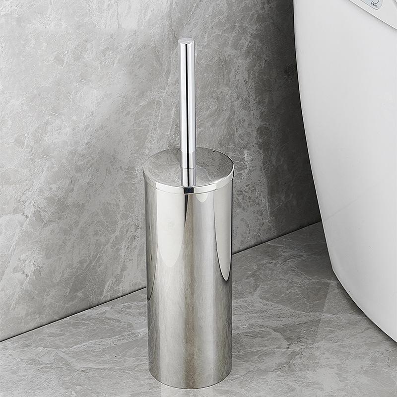 304 Stainless Steel Floor-Standing Toilet Brush with Punch-Free Wall Mount & Deodorizing Long Handle