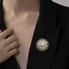 Fashion Metal Sun Flower Pearl Brooches For Women Clothing Coat Jewelry Accessries Gifts