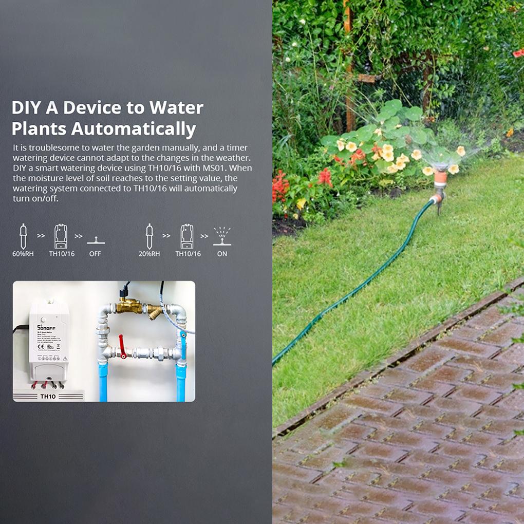 Sonoff Garden Greenhouse Soil Moisture Sensor IP55 Waterproof Voice Control Hygrometer Detector Automatic Irrigation System