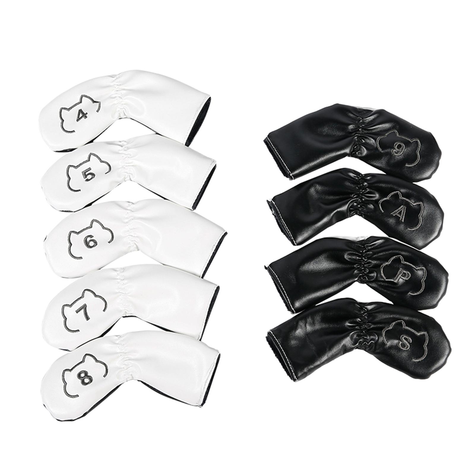 

9Pcs Waterproof Golfs Putter Cover Iron Head Cover PU Leather Golfs Club Cover Iron Headcover Golfs Club Head Cover Set A