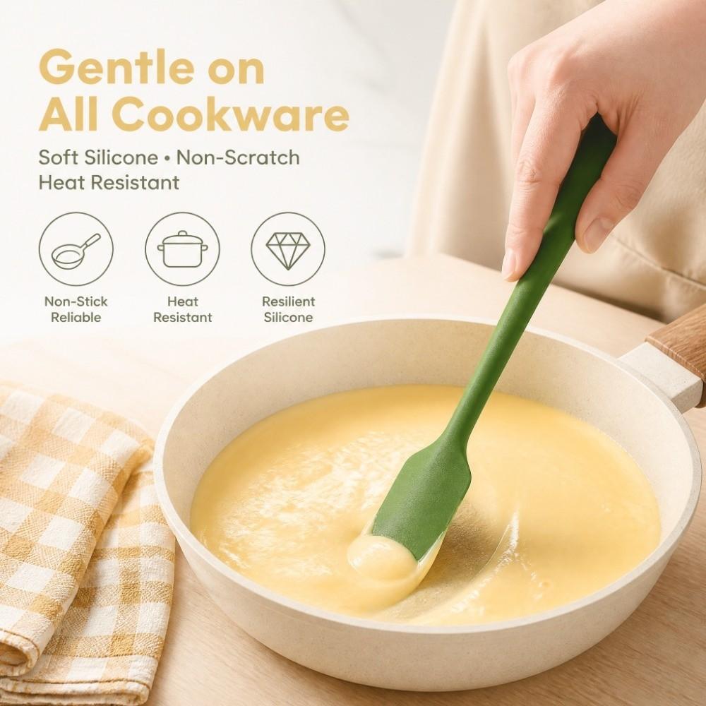 4PCS Silicone Silicone Spatula Non Stick Stirring Spoon Durable Kitchen Utensil  Jar Scraping