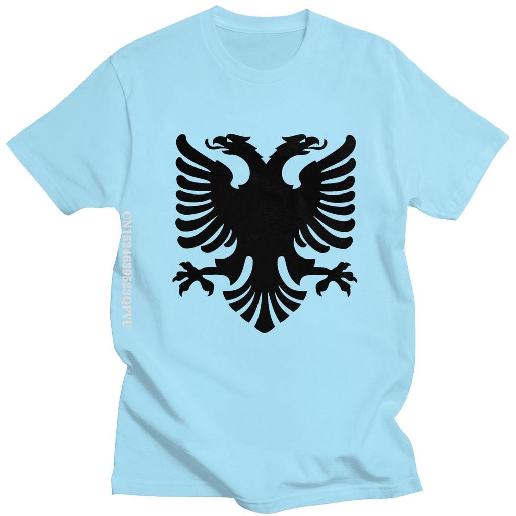 Flag Of Albania Eagle Tshirts Men Cotton Albanian Pride Tee Tops Round Neck Kawaii T Shirt Streetwear Men Casual Tshirt