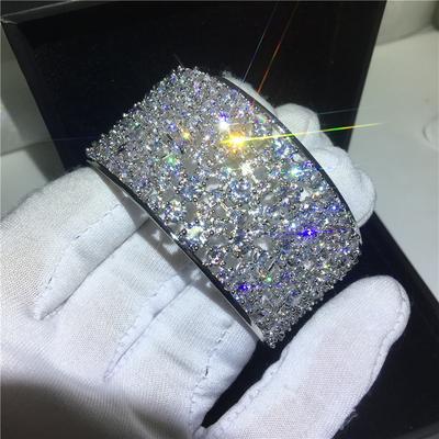 Luxury Lady Bangle Cuff 5a Cubic Zirconia White Gold Filled Party Engagement Bracelets Bangles For Women Wedding Accessaries