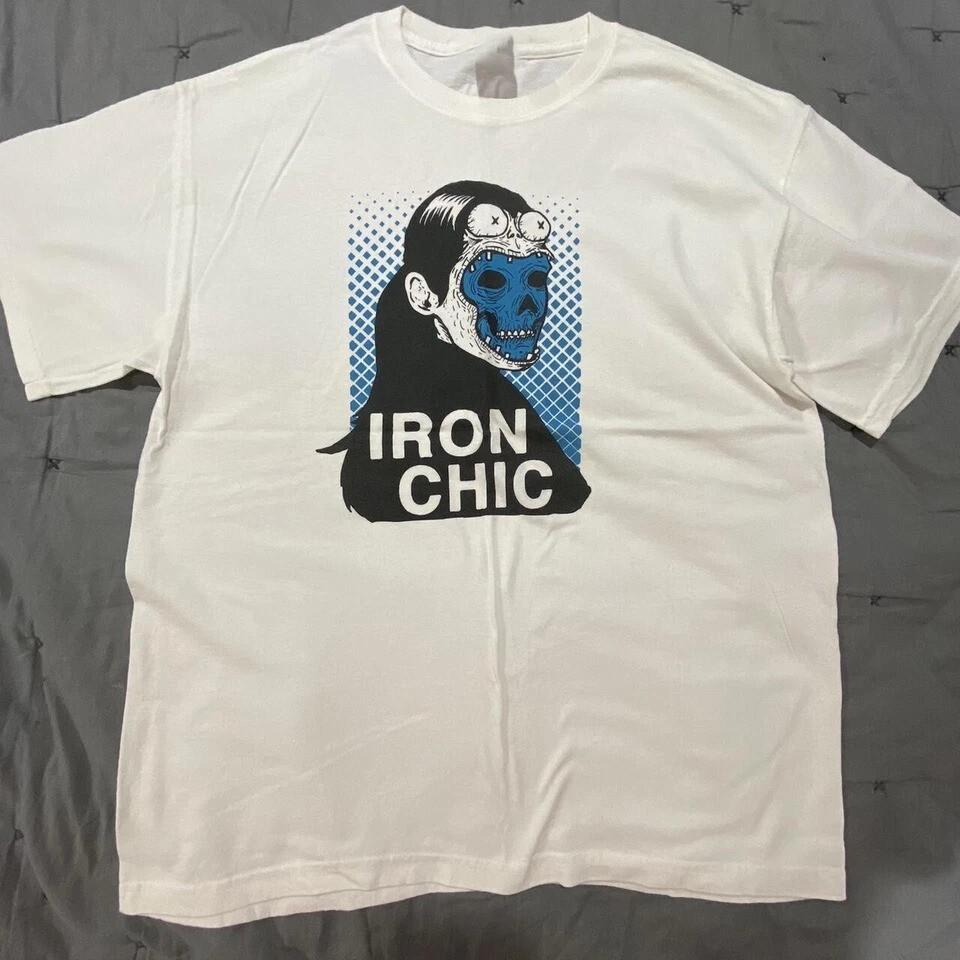 Vtg Iron Chic Band Gift For Fans Cotton White Full Size Unisex T Shirt Unisex T-Shirt S
