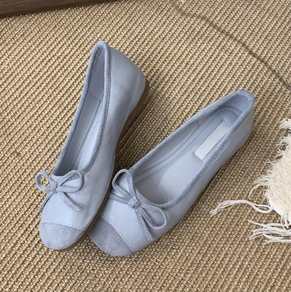Inner height increase red single shoes women's spring new shallow mouth ladyshoes gentle retro casual thick sole one pedal Doudou shoes