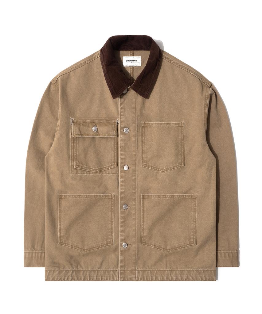 Qt8 Garments Rg Washed Work Chore Jacket (Beige)