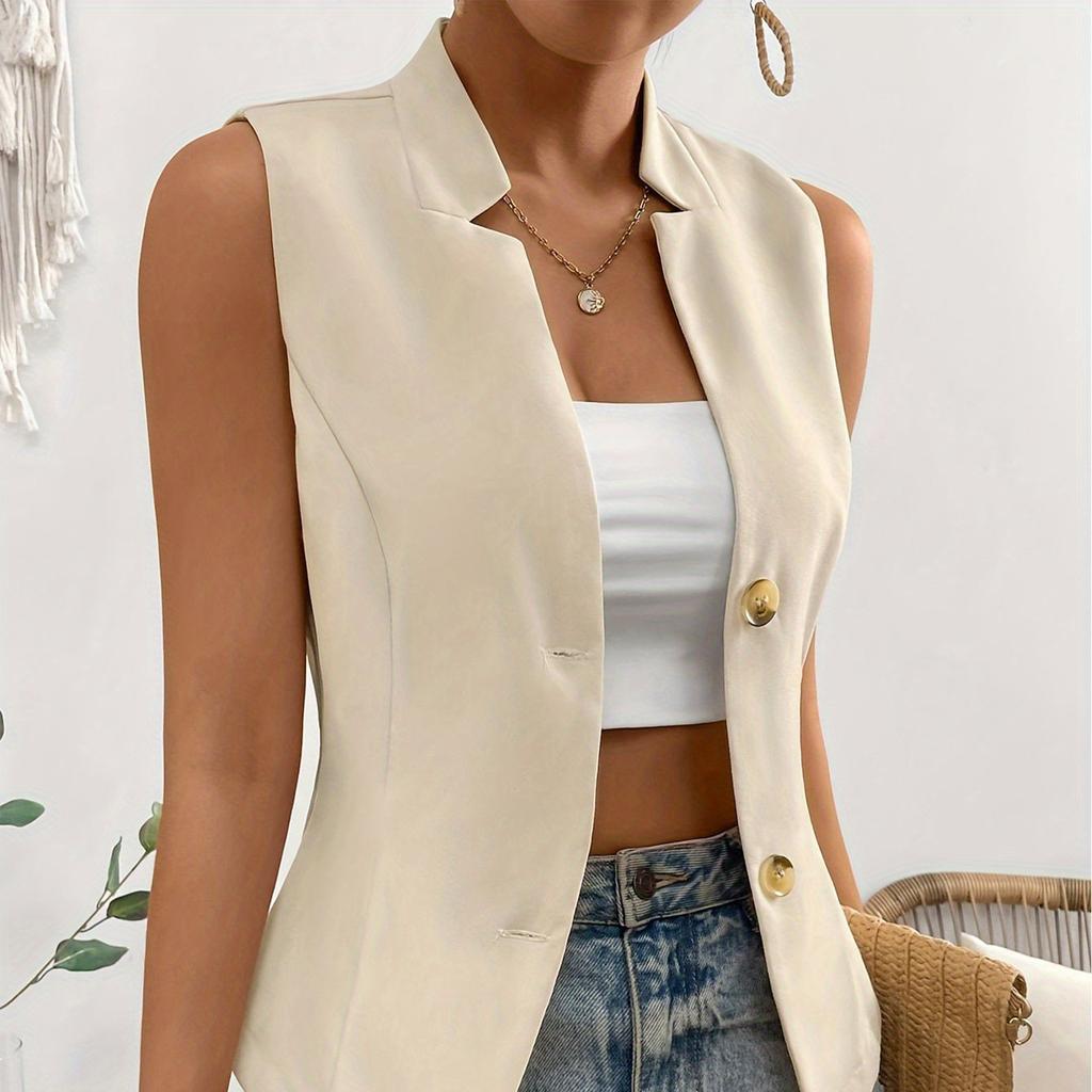 V-neck Button Sleeveless Cardigan Vest, Small Suit Vest, Vest Top