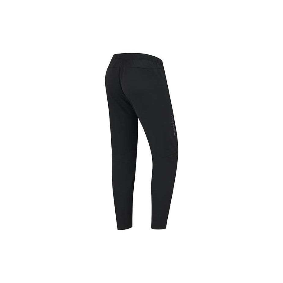 Anta Running Series Solid Color Mid Waist Straight Leg Fleece Sports Pants Men Pants Basic-Black 952345501-1