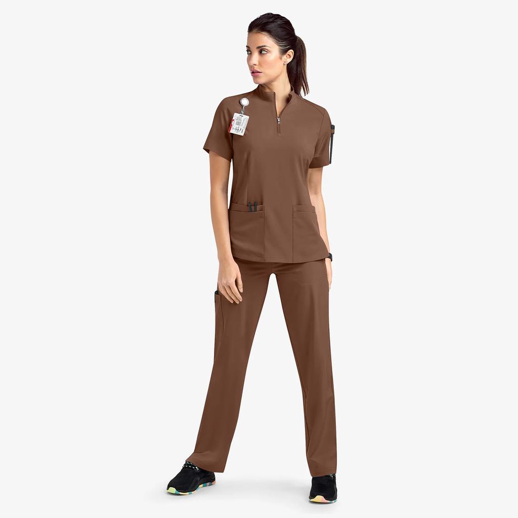 Short-sleeved Surgical Clothing Beauty Salon Nursing Clothing 2024 Summer Casual Stand-up Collar ZipperHospital Nurse Overalls