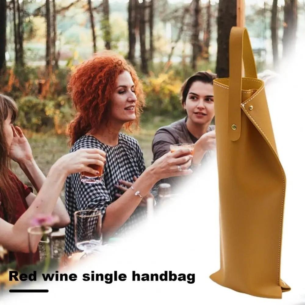Luxury Reusable Wine Packaging Bag Faux Leather with Handle Wine Tote Carrier Protective Design Champagne Bag Party Use