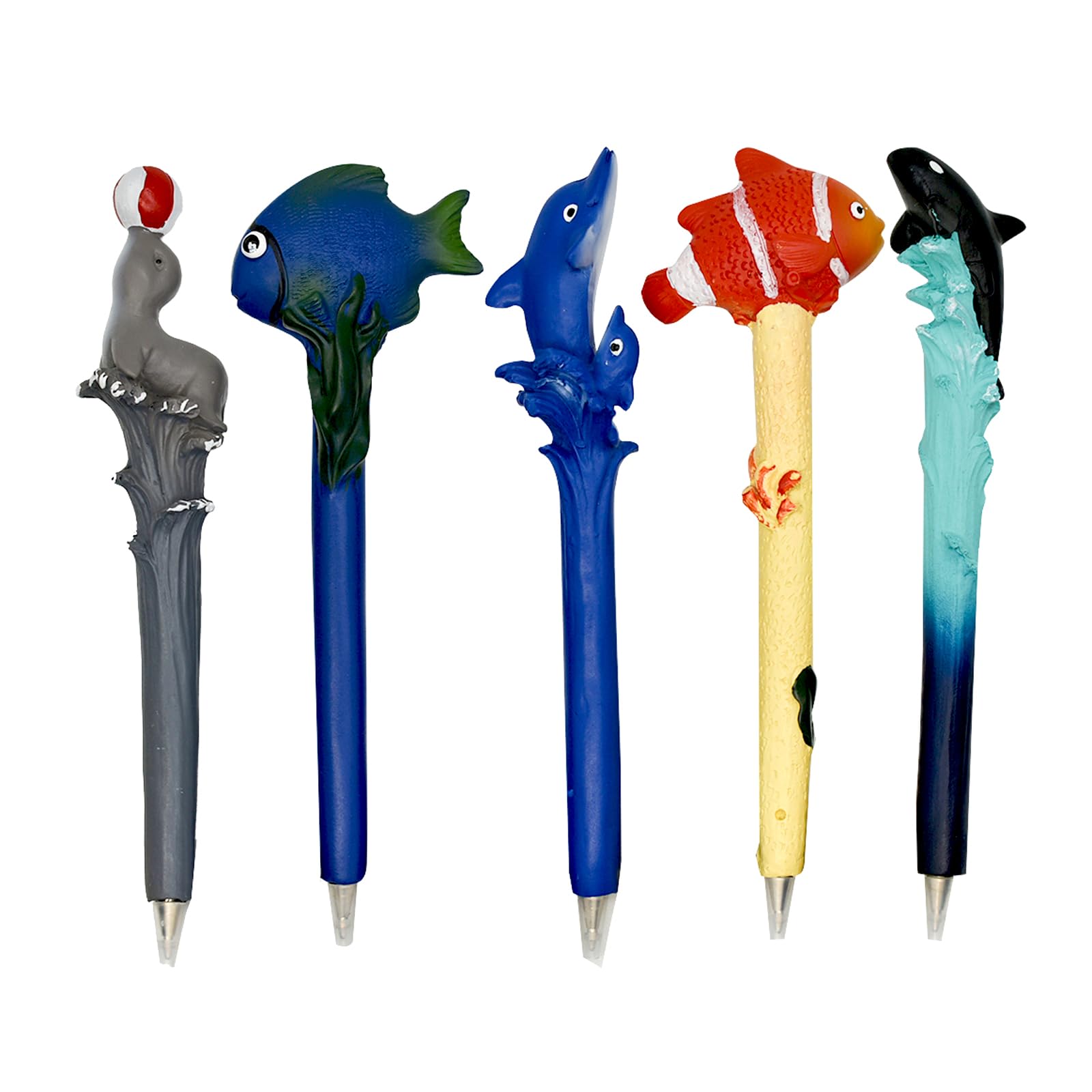 

Lopenle Set of Sculpted Marine Animal Ballpoint Black Perfect for School Entrance 5-Piece Pens, Oil-Based, Ink, Quick-Drying, Office, Party, Writing,