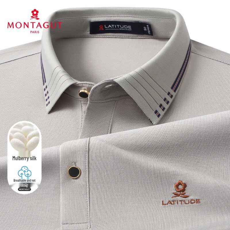 

MONTAGUT Men s Silk Blend Breathable Short-Sleeve Polo Shirt 50