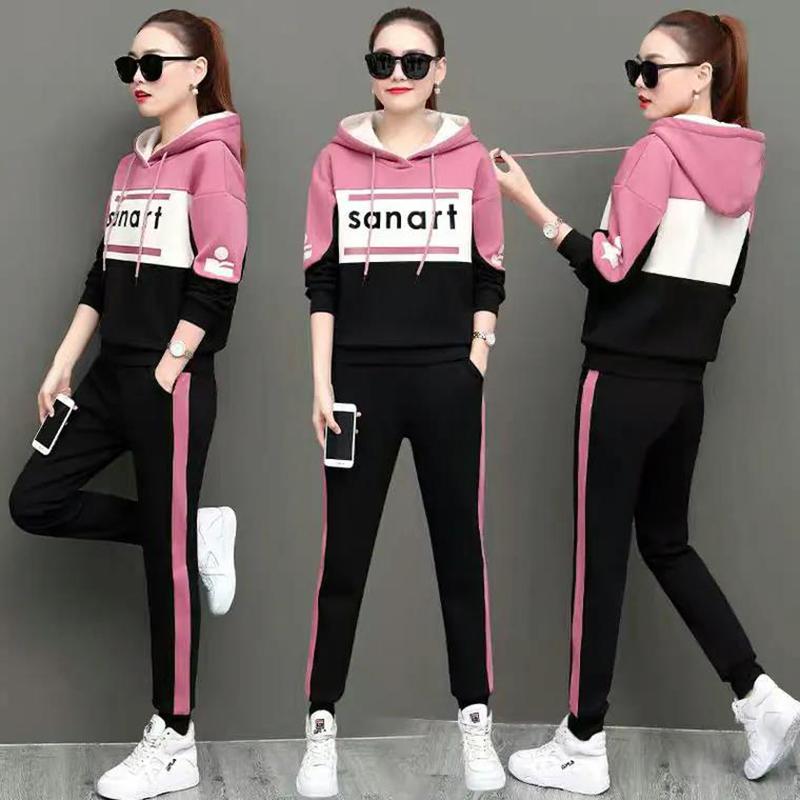 Casual Sports Suit Women's Loose Hooded Hoodie Sportswear Two-piece Suit Loose and Thin Hooded Hoodie Soft and Comfortable