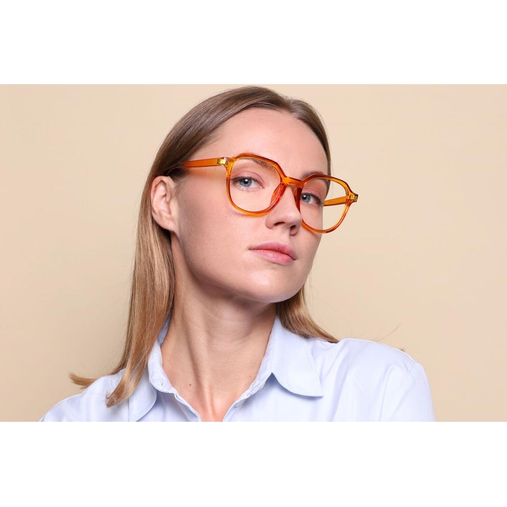 Full Rim Square Transparent Honey Brown Smartbuy Glasses
