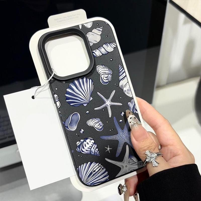 Muschel Seestern Muster Anti-Fall Weiche Handyhülle Für iPhone 16 Pro 16E 15 14 Pro Max 13 12 11 Slim TPU Stoßfest Matt Bumper Abdeckung Hülle