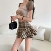 Korean Vintage Plaid Skirts for Women Sweet High Waist Ruffles Mini Skirt Hot Girls Streetwear Holiday College A-line