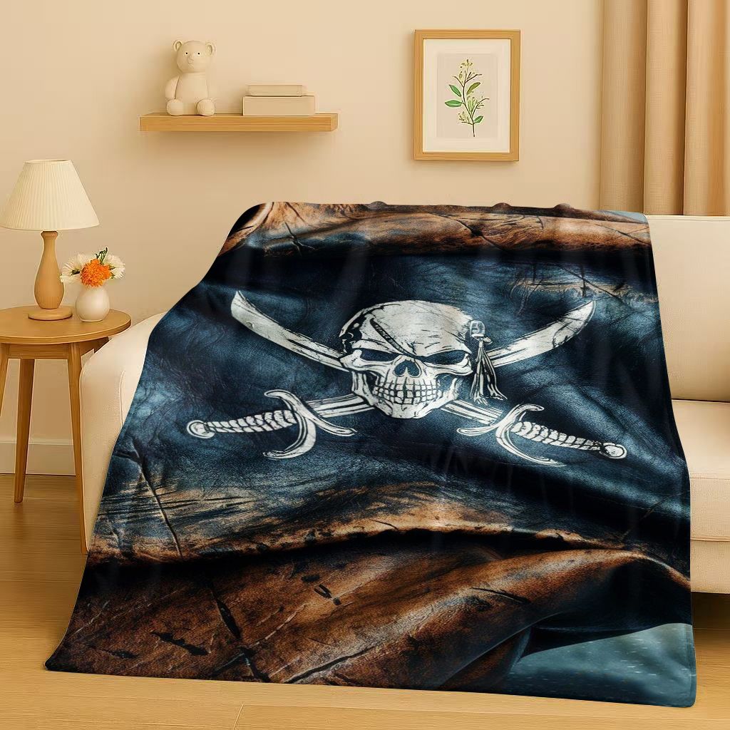 HD Sanrio Pirates of The Caribbean Jack Sparrow Johnny Depp Christmas Flannel Blanket,Soft Plush Throw for Home Bedroom Bed Sofa
