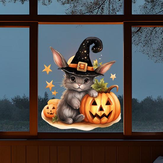 Halloween Window Sticker Removable Static Cling Sticker Cartoon Animal Dwarf