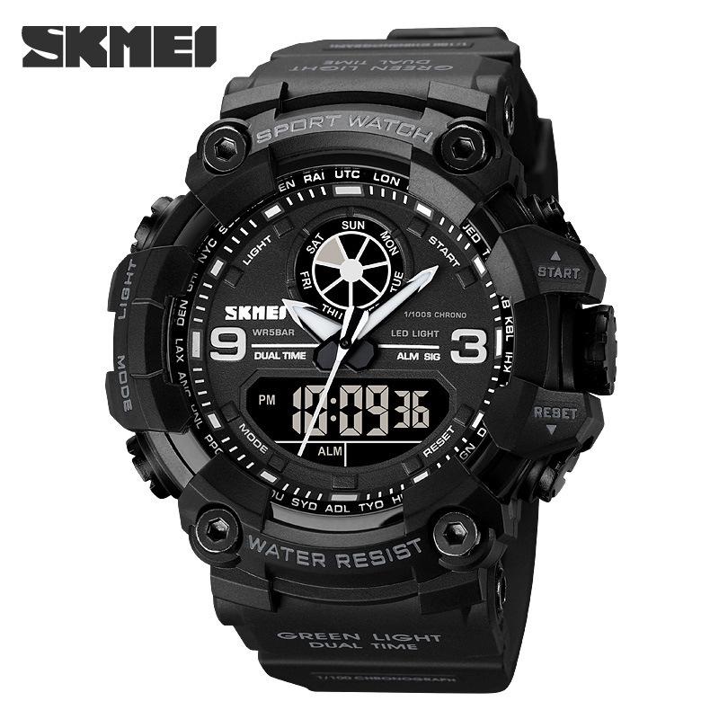 SKMEI Shí Kè Měi Men s Waterproof Outdoor Sports Watch - Stylish and Trendy for Middle School Students. чёрный