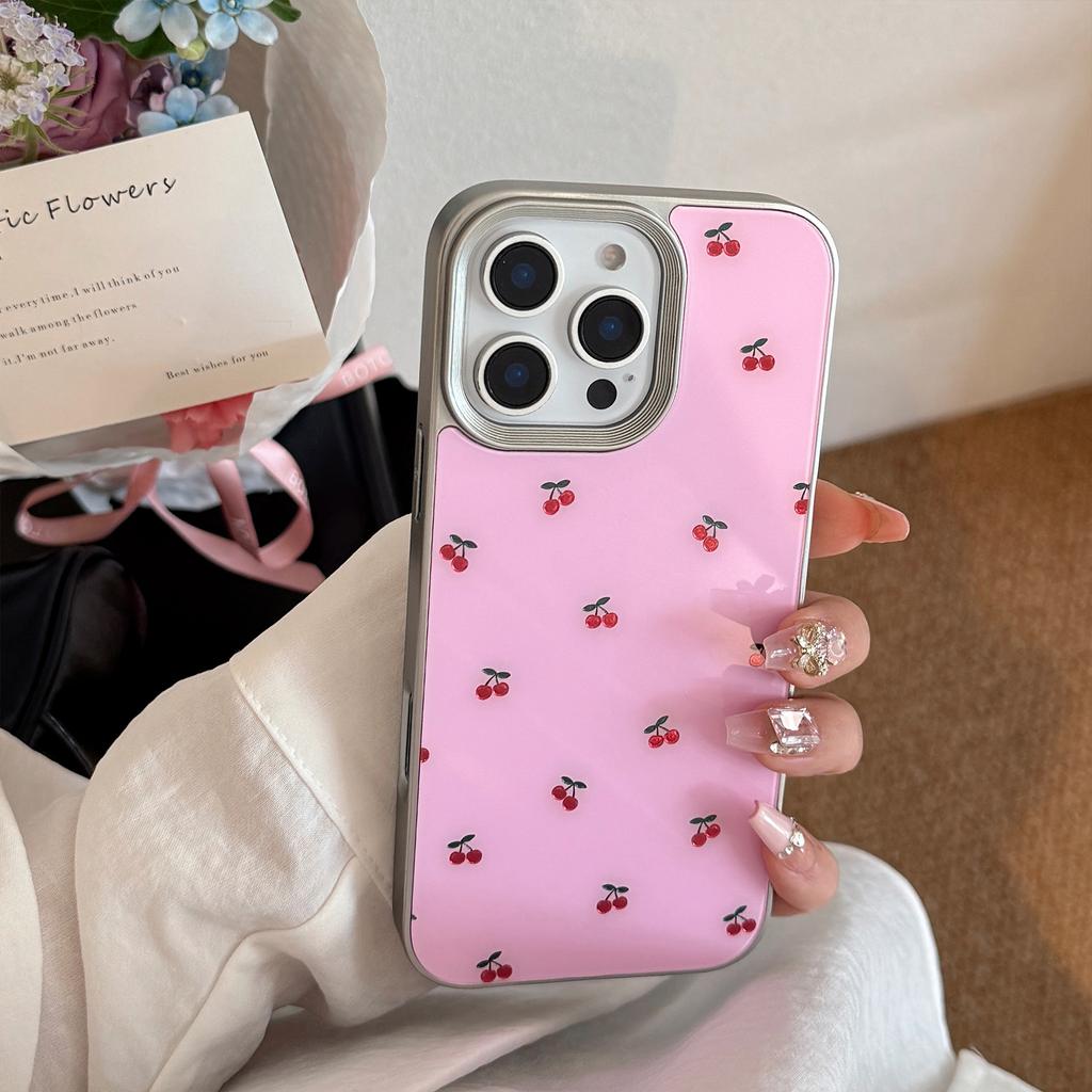 Gilded Ins Cherry Full Screen Apple 16 Mobile Phone Case 16pro Max Suitable for IPhone 15 Anti Fall 14 Glass 13
