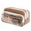 Large Transparent School Bag Case With Reinforced Canvas Material Multiple Pen Slots Compact Carry Students Adults