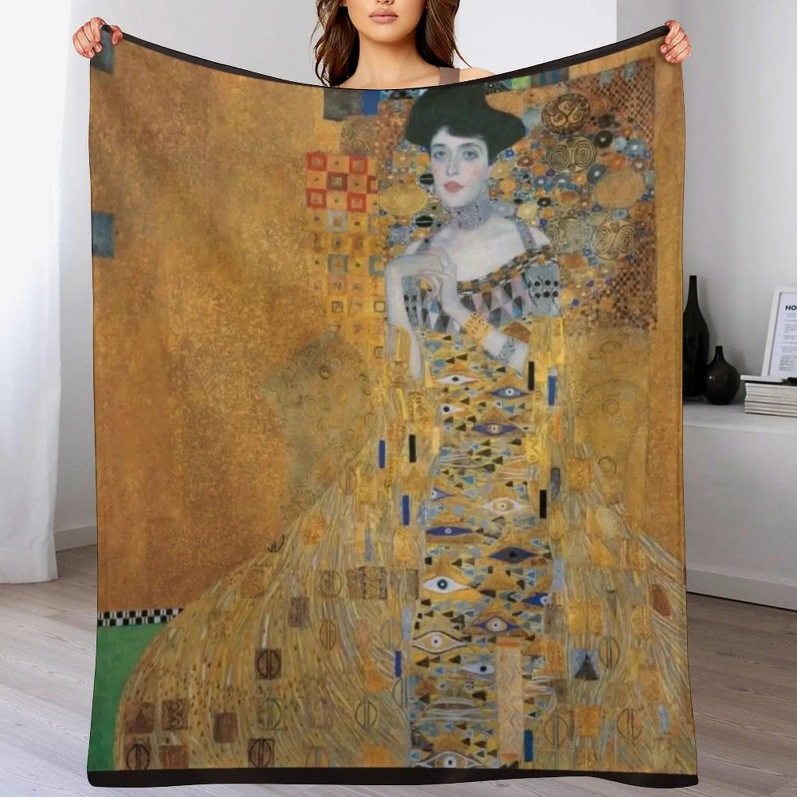Gustav Klimts Lady in Gold Throw Blanket Fade Resistant Durable Throw Blanket 102x76cm(40x30in)