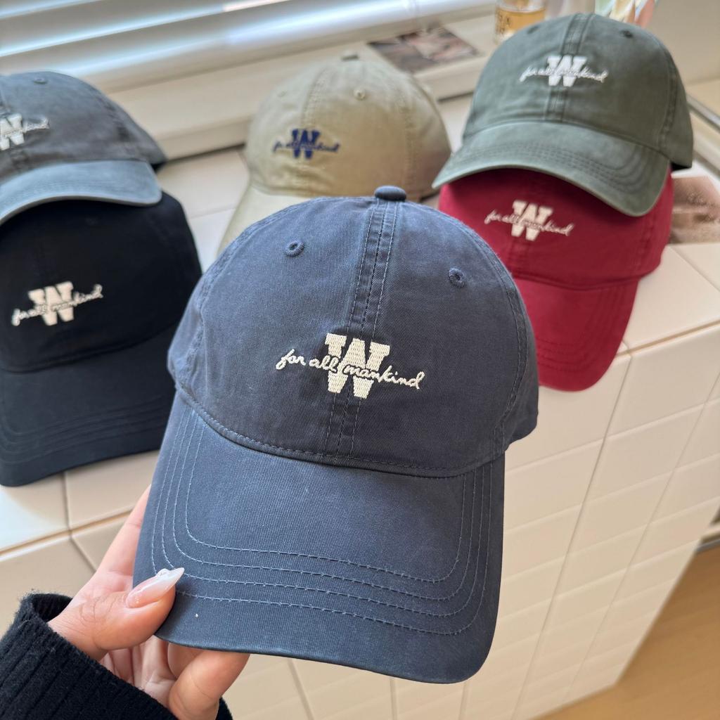 Spring and Summer American Letter Embroidery Washed Cotton Baseball Cap Children Big Head Circumference Deep Top Cap Men's Sunscreen Cap Tide