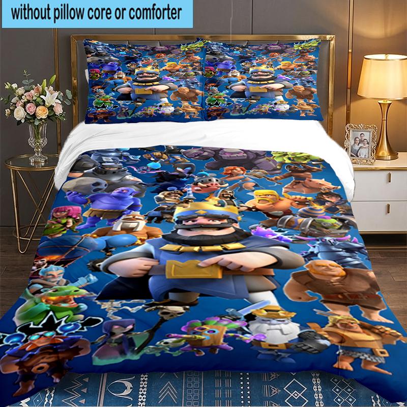 3PCS Clash Royale Heroes Collage Bedding set,Ideal For1pc Duvet Cover And 2pcs Pillowcases Perfect for Christmas gift,Ideal for Bedroom, Dormitory