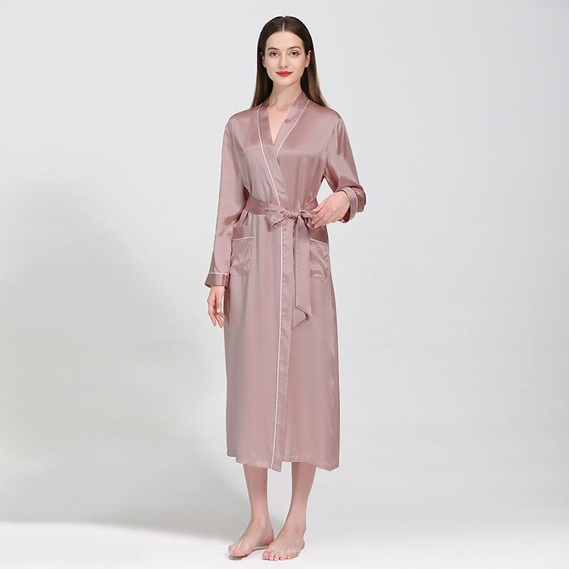 Mulberry Silk Long Wedding Bride Bridesmaid Robe Ladies Morning Dress Women Night Peniva Pure Silk Sexy Kimono Robe