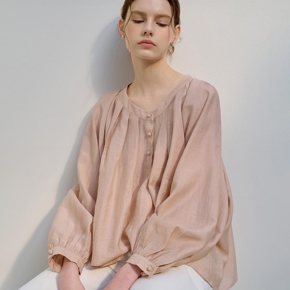 MOMET Humming Shirring Blouse Pink