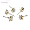 2 Sizes 14K Gold Plated Clear Rhinestone Post Earring S925 Sterling Silver Needle Stud Earring Fittings Wholesale