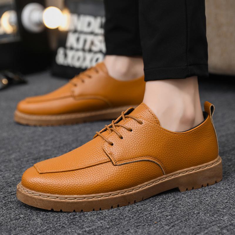 Breathable Thick-Soled Work Simple Leather Surface Soft Leather British Men'S Casual Dress Leather Shoes Non-Slip Moisture Shoes