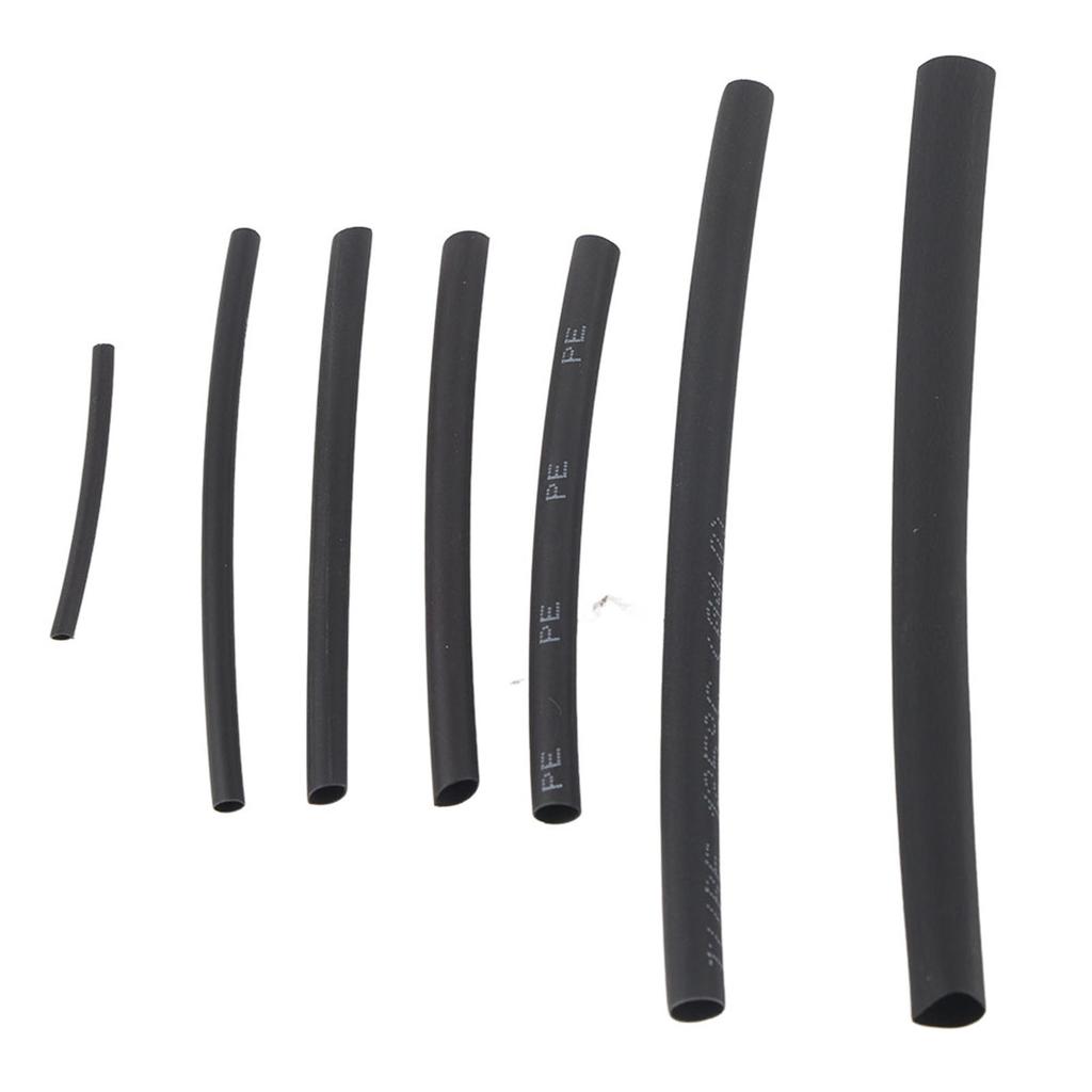 200 Psc Black Heat Shrinking Tube Set 2:1 Shrinking Ratio 10.4MPa 70 110 Celsius  Shrinkage Temp