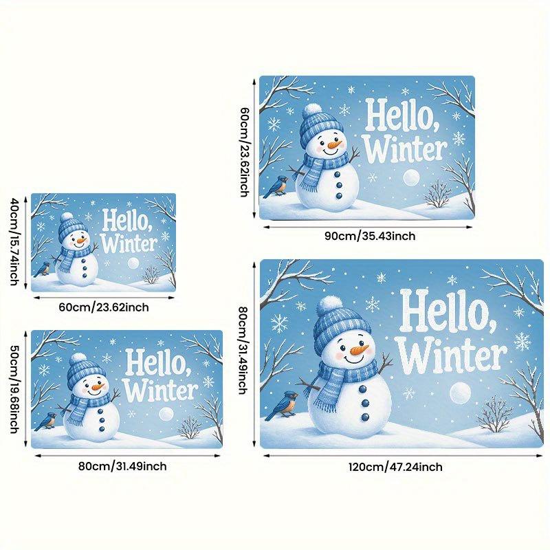 1Pcs Anti Fatigue Kitchen Rugsinter Snowman Print Waterproof Non-Slip Thick Cushioned Kitchen Mat Heavy Duty Comfort Standing Mat for Kitchen