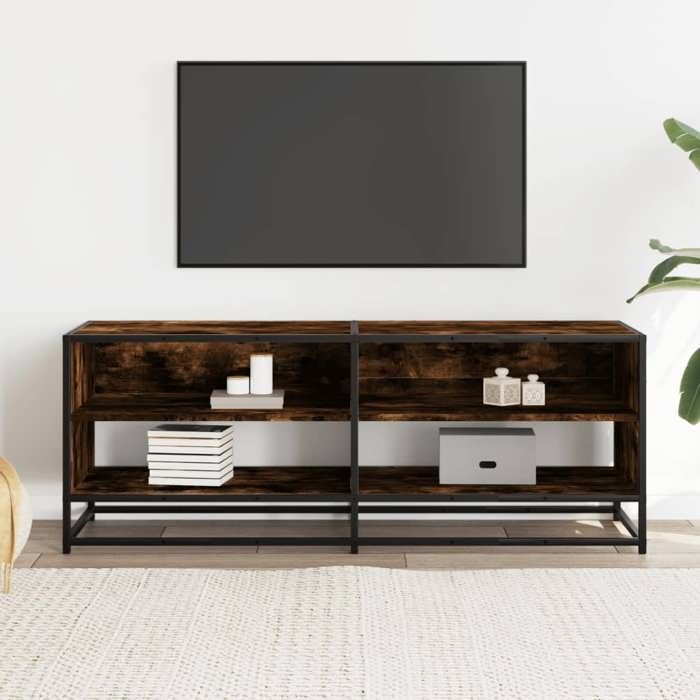 VidaXL TV Cabinet Smoked Oak 120.5x40x46 Cm Engineered Wood and Metal, TV Stand, Hi-fi Cabinet, Entertainment Center, 848891