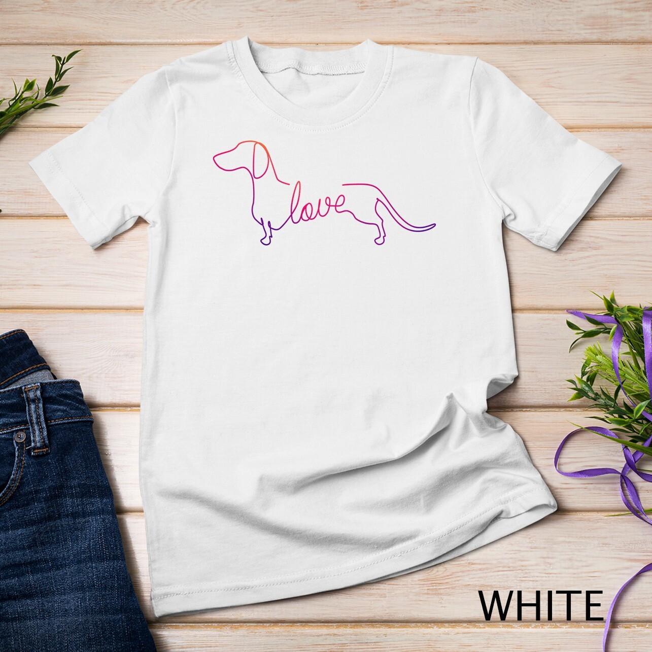 Dachshund Chiweenie Wiener Dog Love Art Sketch Gift Unisex T-Shirt Mens Womens Tees Top 2XL