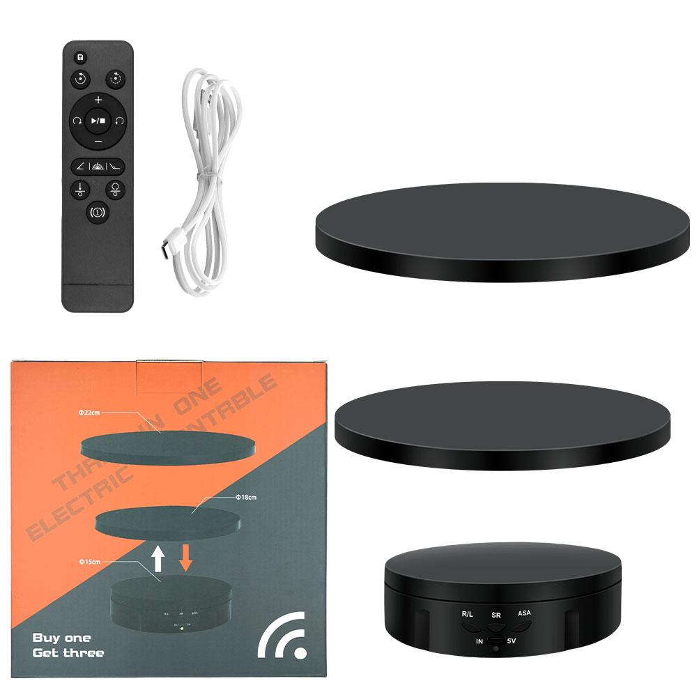 Video shooting props, jewelry, shoes, electric rotary vision device, three adjustable USB charging display stands,360° turntable