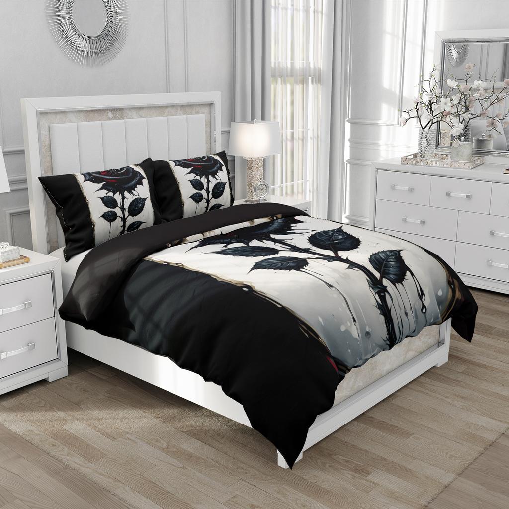 Rose Black Series Bedding Set Famous Anime Duvet Cover Sets Comforter Bed Linen Twin Queen King Single Size Dropshipping Gift