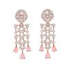 Estele Designer Rose Gold Earrings with Shiny CZ Streamers and Mint Pink Stones for Women