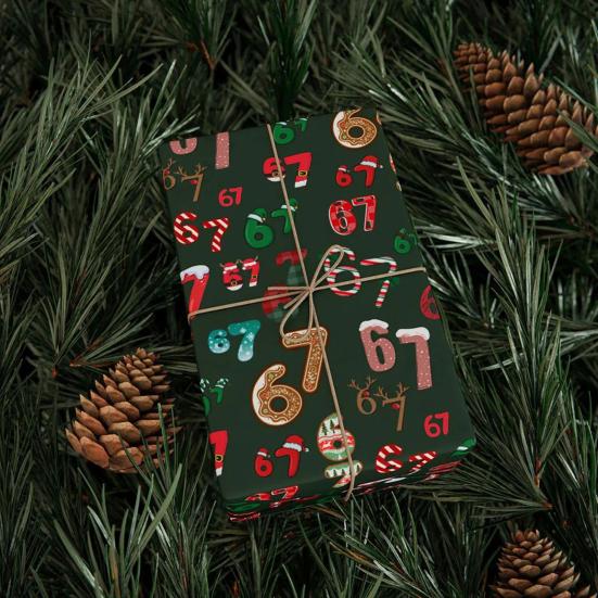 67 Meme Christmas Gift Wrap Funny Wrapping Paper for Kids Unique Brain Rot Holiday Gift Wrap Paper Roll for Birthday Xmas Present Wrapping