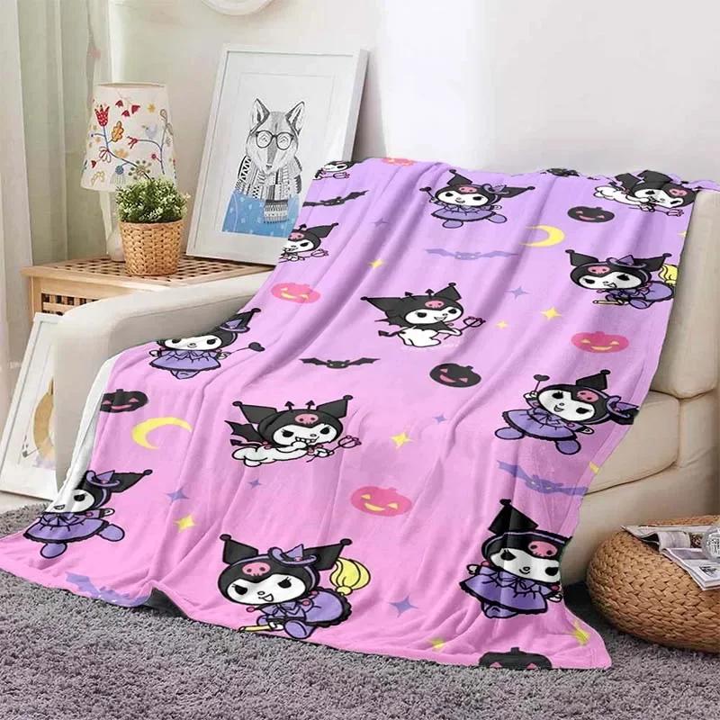 Hellor Kitty Kuromi Printed Blanket Kids Adult Blanket Soft and Warm Bedding for Bed Sofa Outdoor Travel Cover Blanket