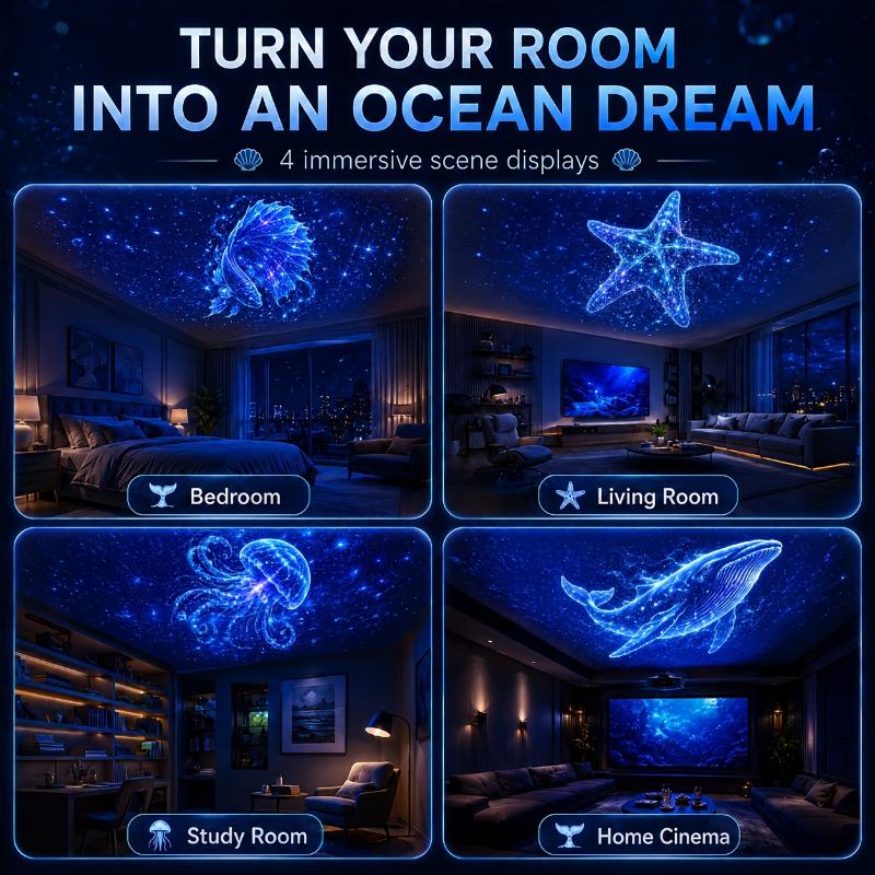 Dynamische Meeres-Serie Projektor Tragbares USB-LED-Nachtlicht Mehrere Beleuchtungsmodi Lampe für Heim-Schlafzimmer-Dekoration