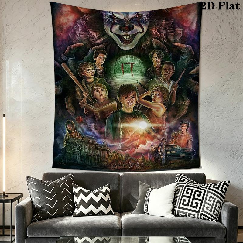 Creepy Clown Tapestry Spooky Room Tapestry Wallmounted Fashion Print Homestay Soft Decoration Tapestry Wall Decoration Home Decor