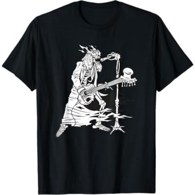 Esqueleto Halloween Guitarrista Banda de Rock Concerto Fantasia Camiseta TiuH Masculina Feminina Regata Moletom Com Capuz Preto