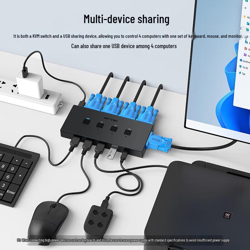 MT-viki 4-Port VGA KVM Switch with Desktop Controller